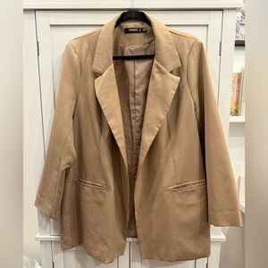 Missguided Plus Camel Tan Open Blazer Jacket